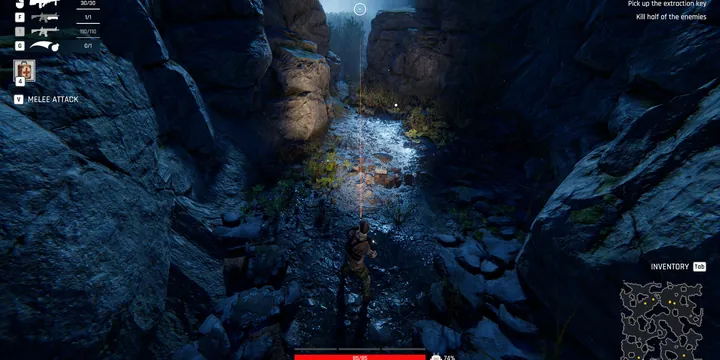 Official Steam store demo-page screenshot: dark cave interior during a raid.